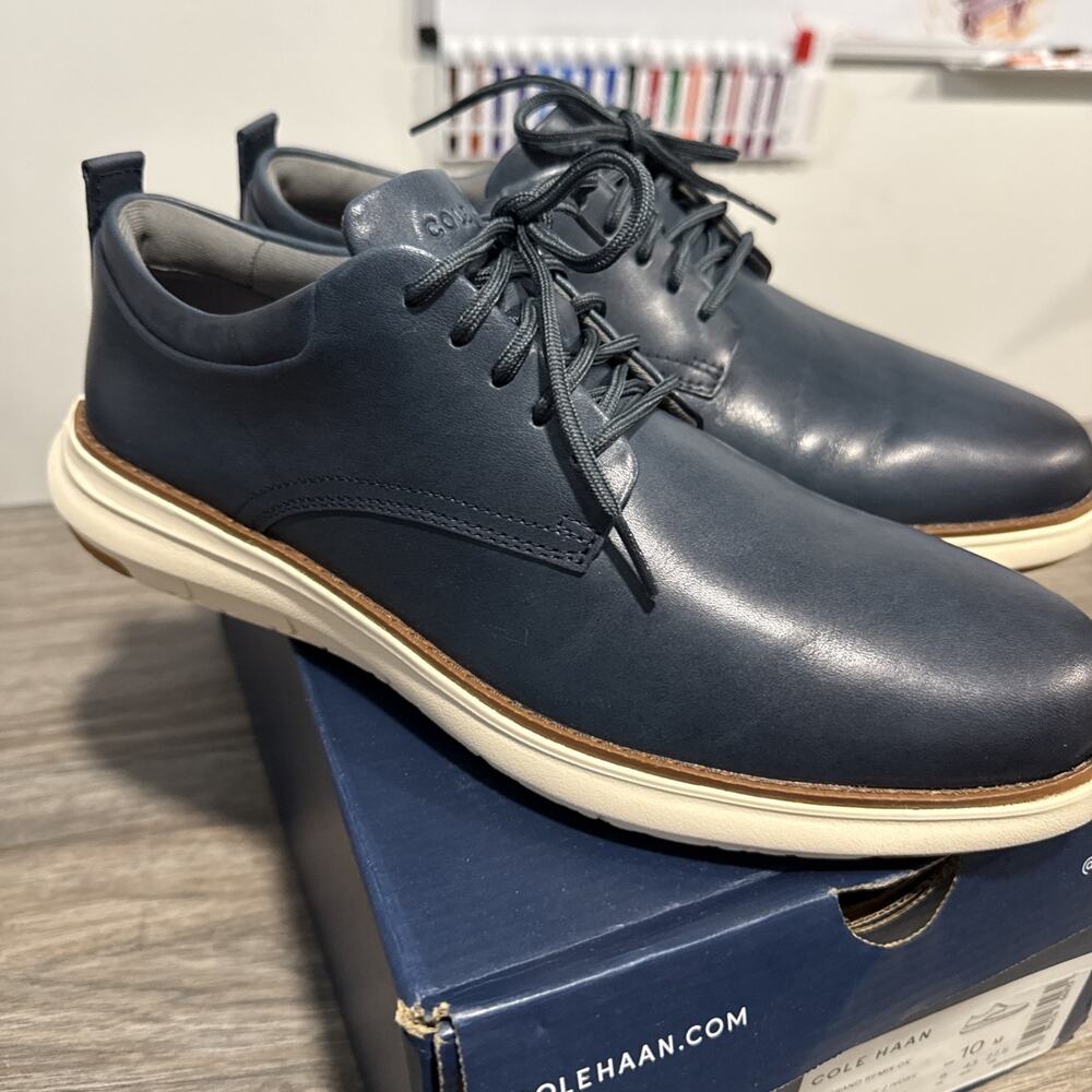 Cole Haan Men's Grand Remix Oxford Dress Shoe Navy Size 10 - Picture 2 of 10
